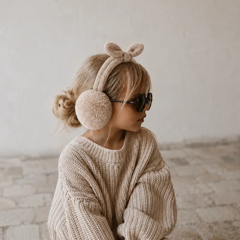 Kinder-Ohrenschützer Bowmuffs mit Schleife – Wolken-Vanille