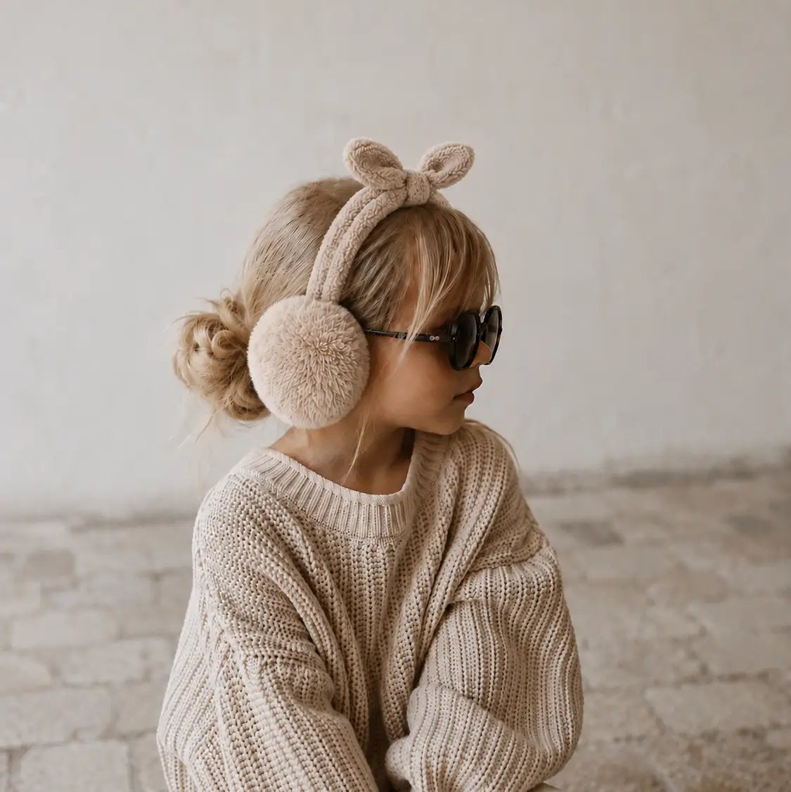 Kinder-Ohrenschützer Bowmuffs mit Schleife – Wolken-Vanille